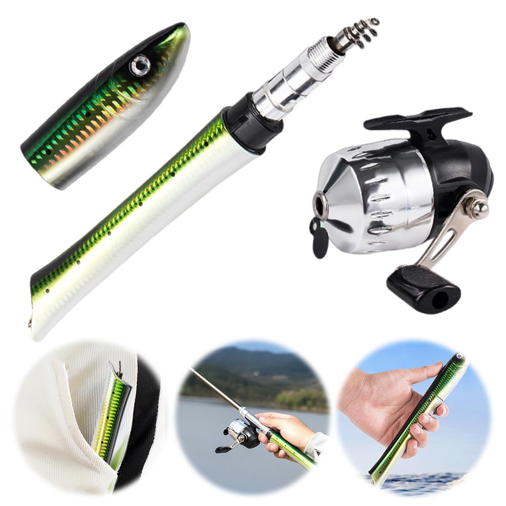 Canna da spinning telescopica a forma di pesce HTU con mulinello da pesca alla carpa, canna da pesca nel ghiaccio marino, accessori per la pesca