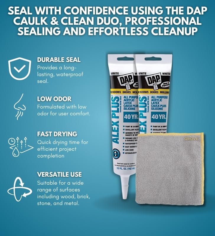 DAP Alex Plus Masilla Multiuso 5.5 oz Bundle con Paño de Microfibra miniatura 4