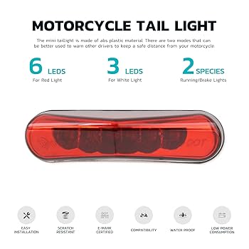 12V Motorcycle Motorbike LED License Plate Light Rear Tail Lamp White