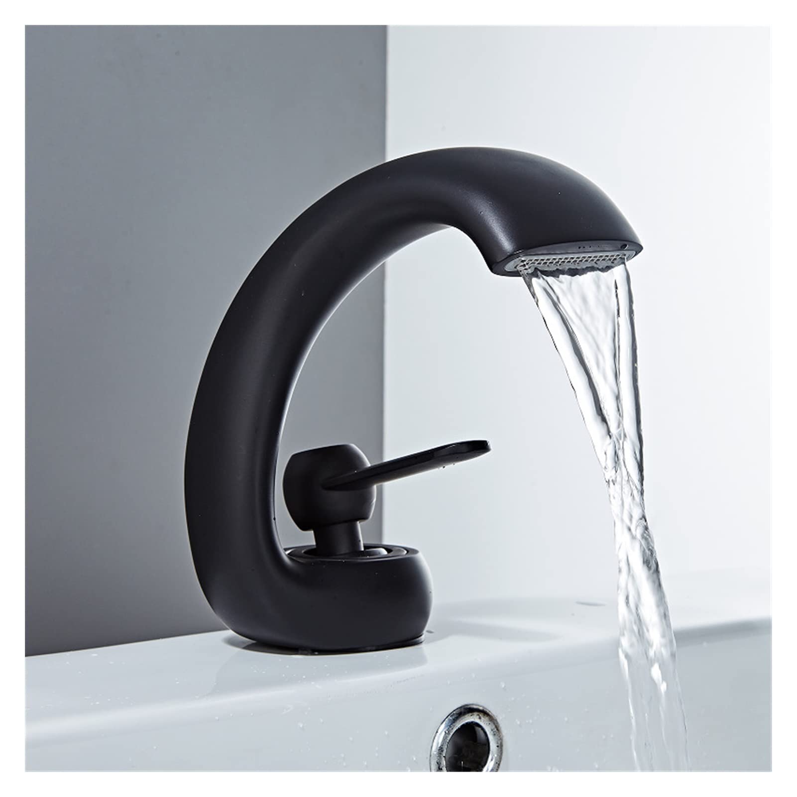 Basin Faucets Modern Black Bathroom Mixer Tap Brass Washbasin Faucet Single Handle Single Hole Elegant Crane for Bathroom Easy to Install(Nero)