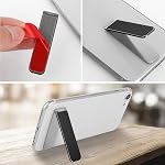 TIESOME Ultra-Thin Aluminum Alloy Mobile Phone Holder Portable Cell Phone Stand Mini Kickstand Foldable Desktop Lazy Multifunctional Mini Stand(Black)