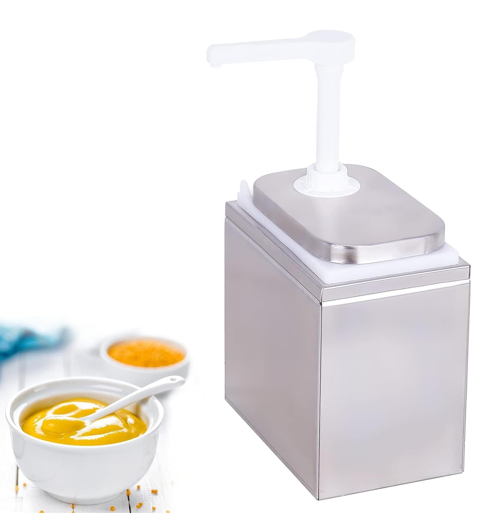 Saladulce 2.1Quart Sauce Dispenser Pump Condiment Pump Dispenser Stainless Steel Condiment Pump Station with 2.1 Quart Jars