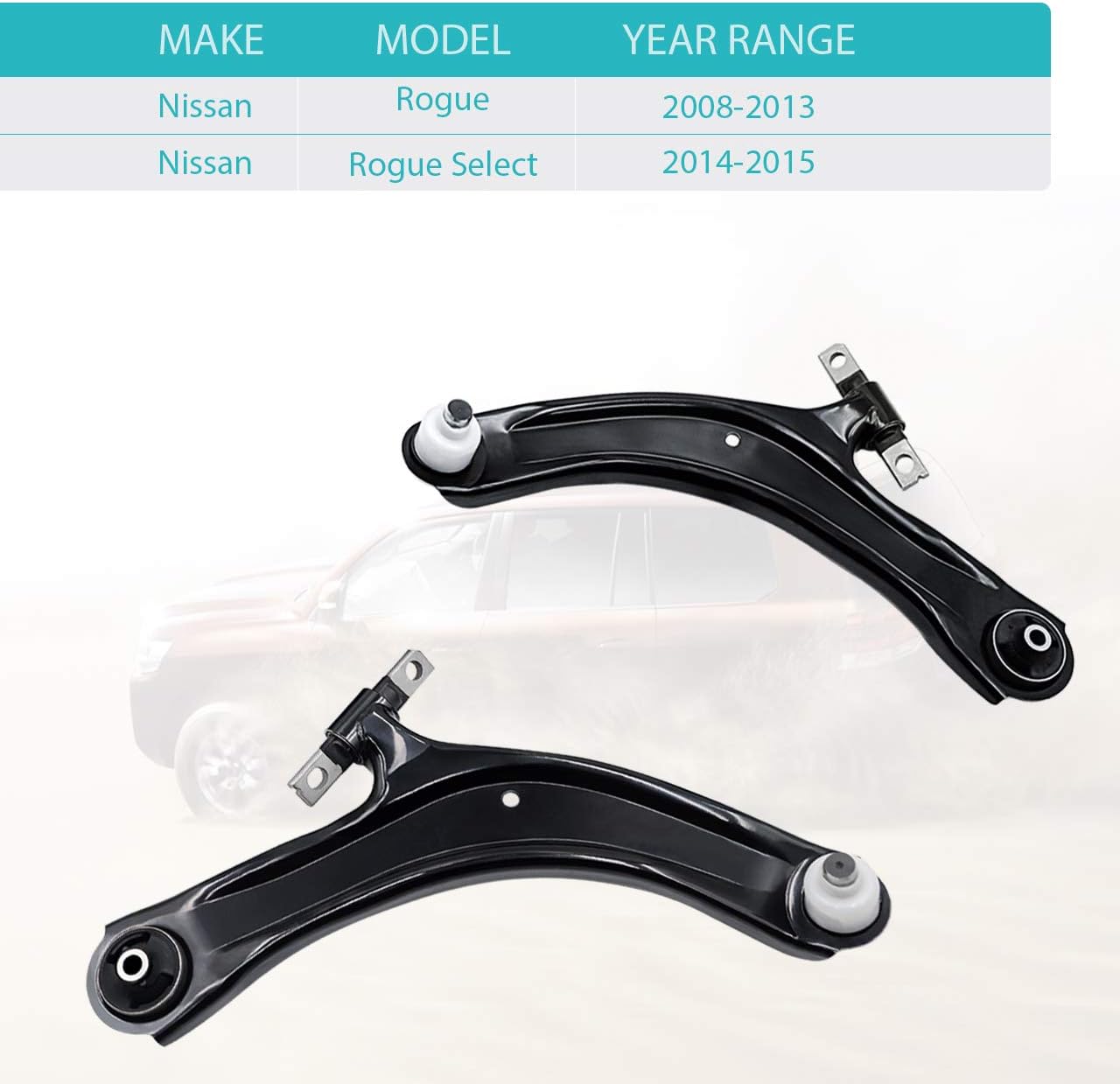 Front Lower Control Arms with Ball Joint Bushing 2pcs Compatible with 2008-2013 Nissan Rogue 2014-2015 Nissan Rogue Select RK621452 RK621453