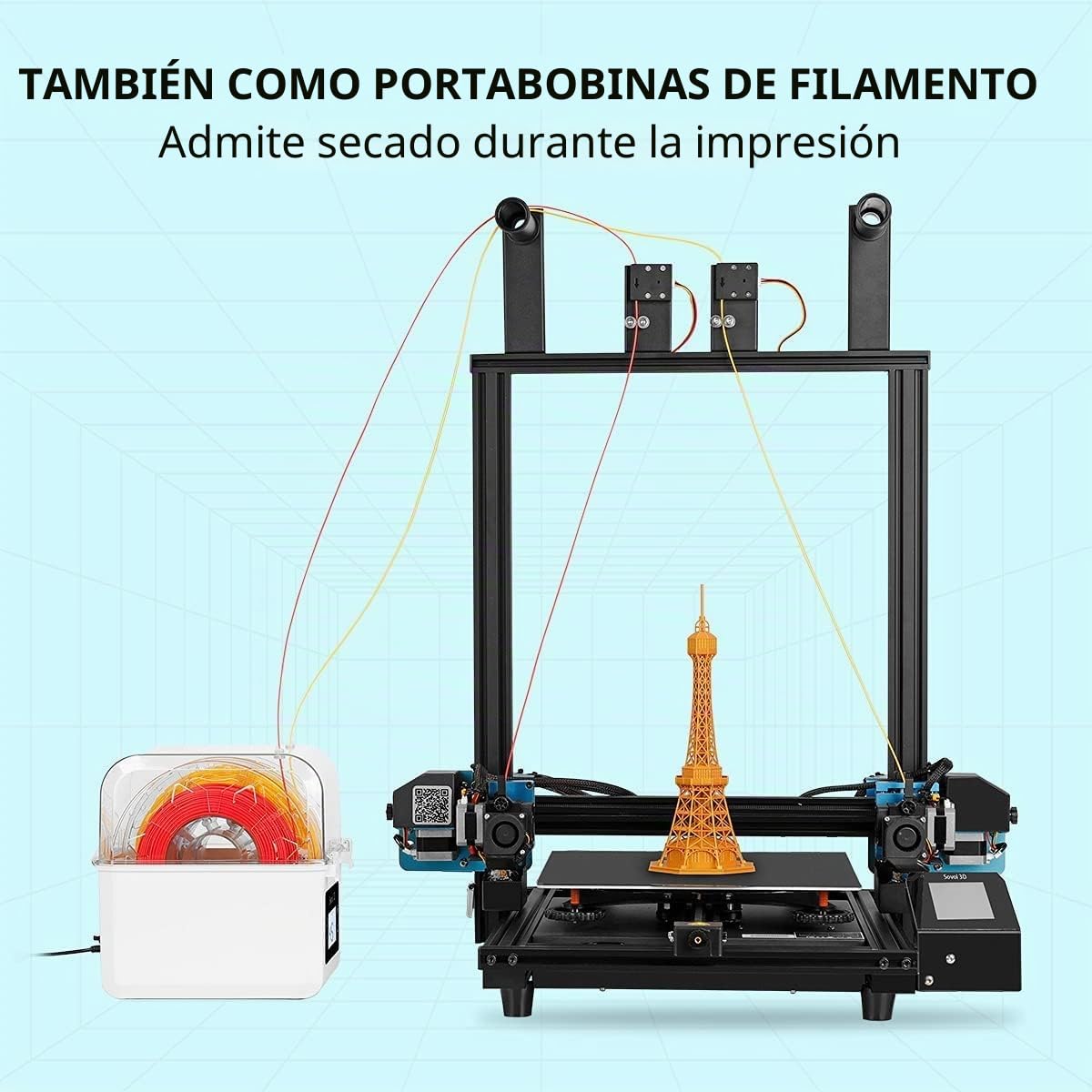 Sovol Caja Secadora de Filamento 3D actualizado Almacenamiento de Filamento soporte de filamento para PLA/ABS/TPU/otros materiales de impresión 3D