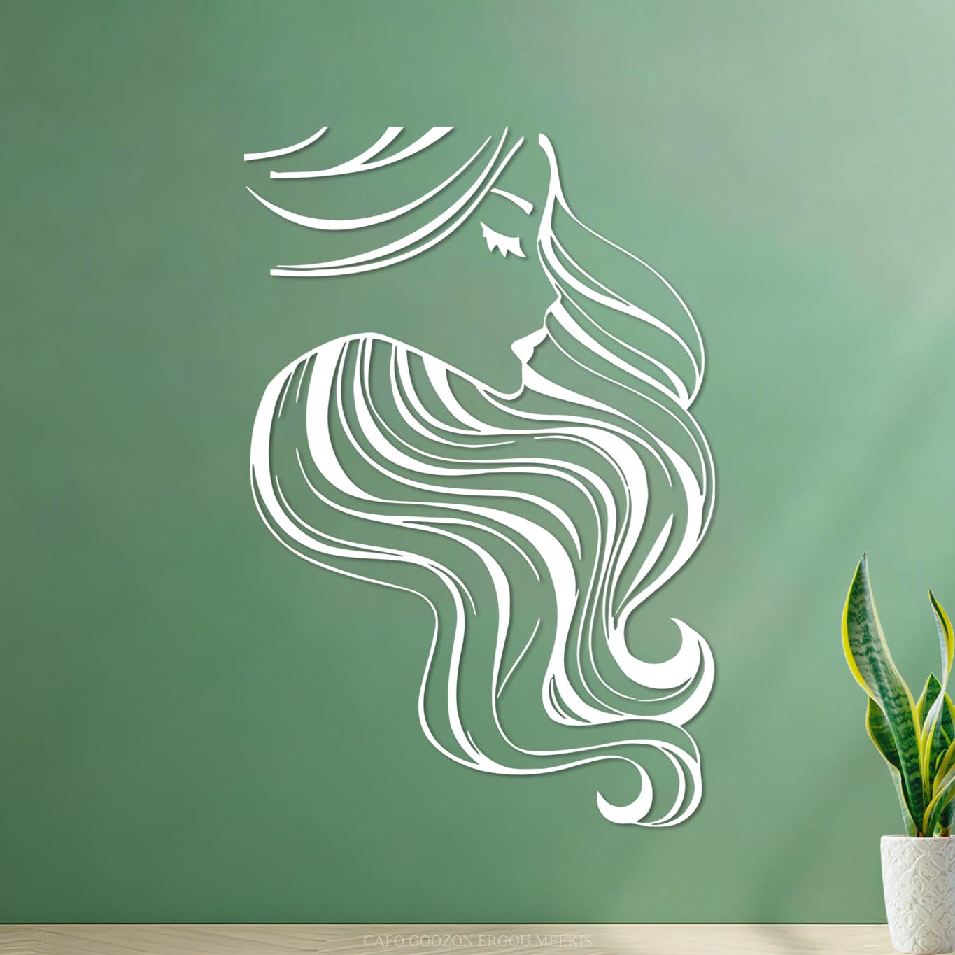 Wall Decals PVC Hot Appeal Pretty Woman Girl Beauty Hair Salon 64x95.4cm Self Adhesive White