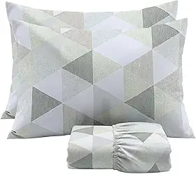 Cozzilar Jogo de Lençol Cama Queen Malha 100% Algodão 3 Peças Estampado Kit Inclui 1 Lençol Queen Com Elástico e 2 Fronhas Toque Macio (Modelo 9)