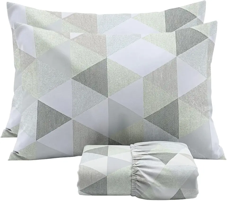 Cozzilar Jogo de Lençol Cama Queen Malha 100% Algodão 3 Peças Estampado Kit Inclui 1 Lençol Queen Com Elástico e 2 Fronhas Toque Macio (Modelo 9)