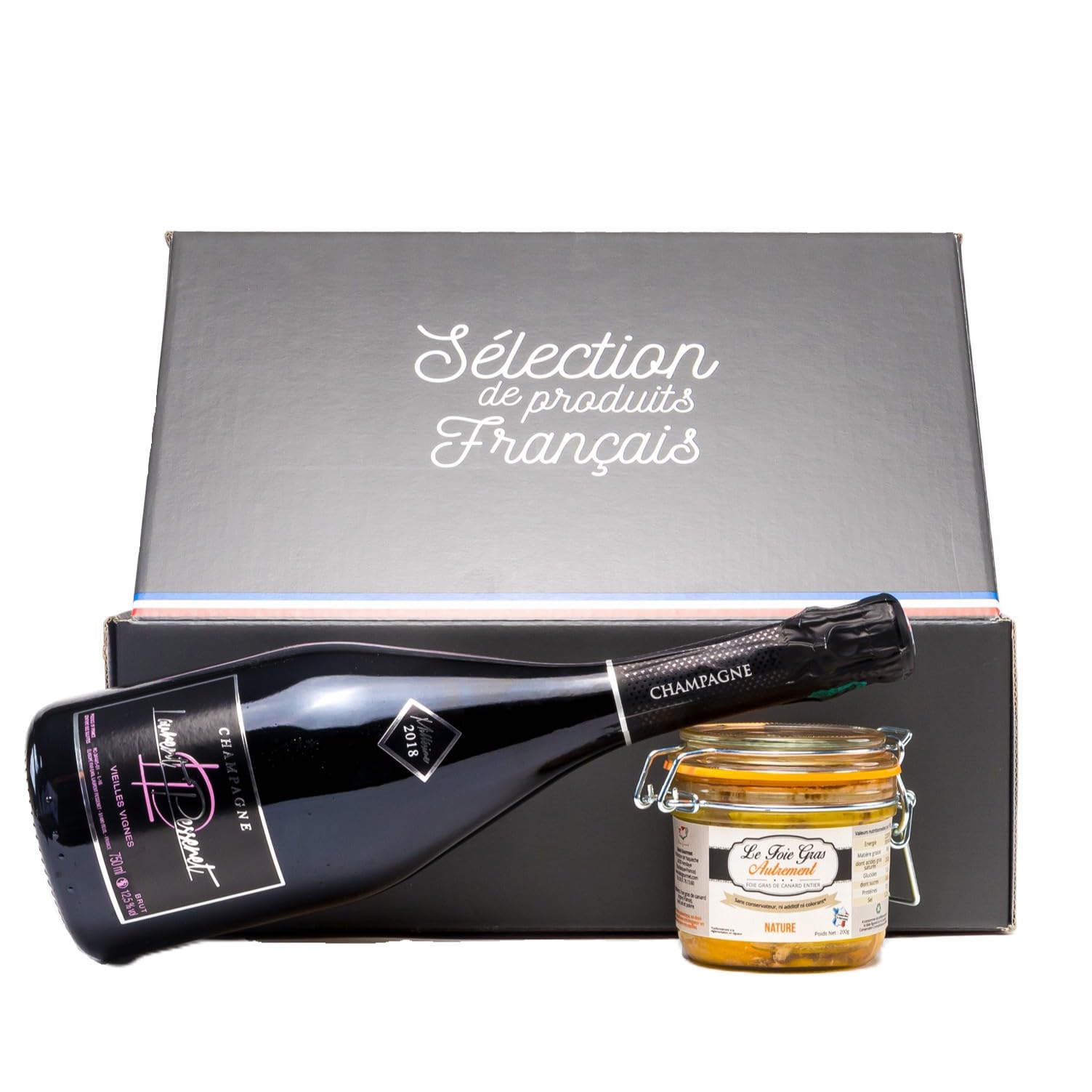 Relais Gourmet Coffret Izarra – Foie Gras Entier Nature 200 g & Bouteille d'Accompagnement Festive 750 ml | Sans Conservateurs, Additifs ni Colorants | Gastronomie Française & Terroir