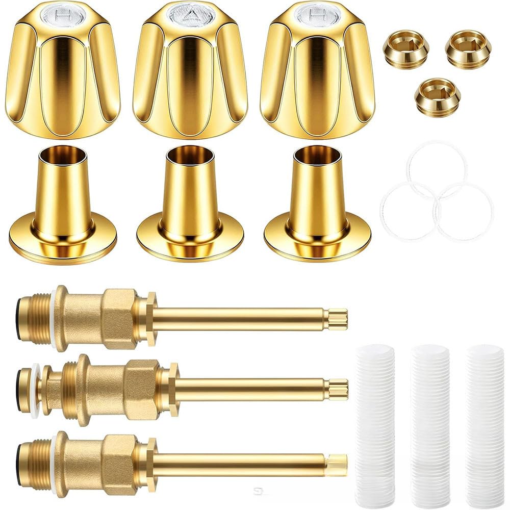 Kit para grifos Bañera 3 Mandos para latón Instalación para fácil(39619 Gold Color)