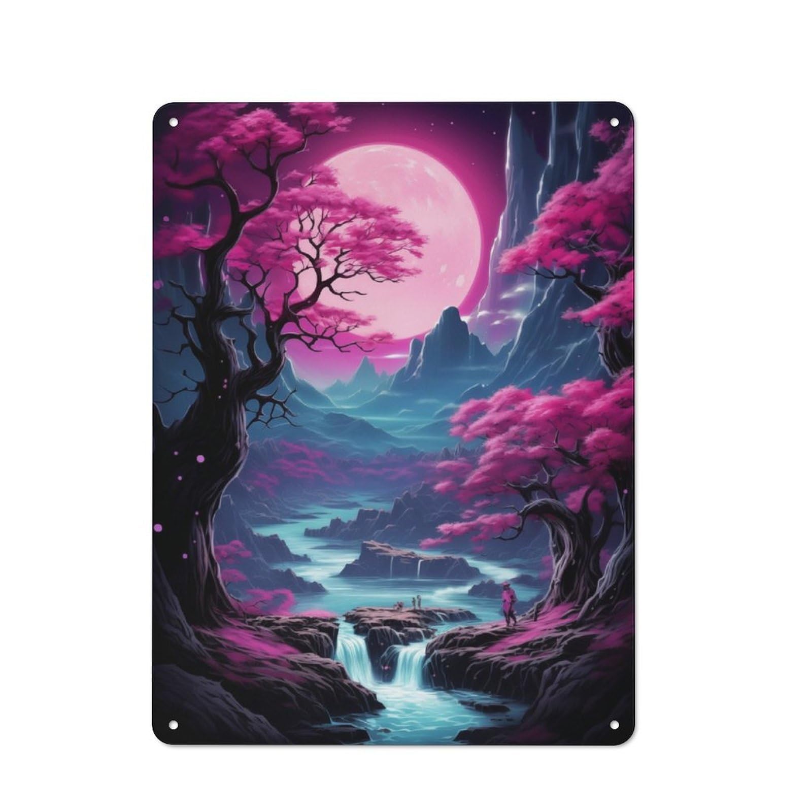 Junmoney River Landscape Fantasy Vintage Tin Sign 40X30cm With For Guest Room Or Hallway, Suited To Wall Displays In Guest Rooms And Hallways