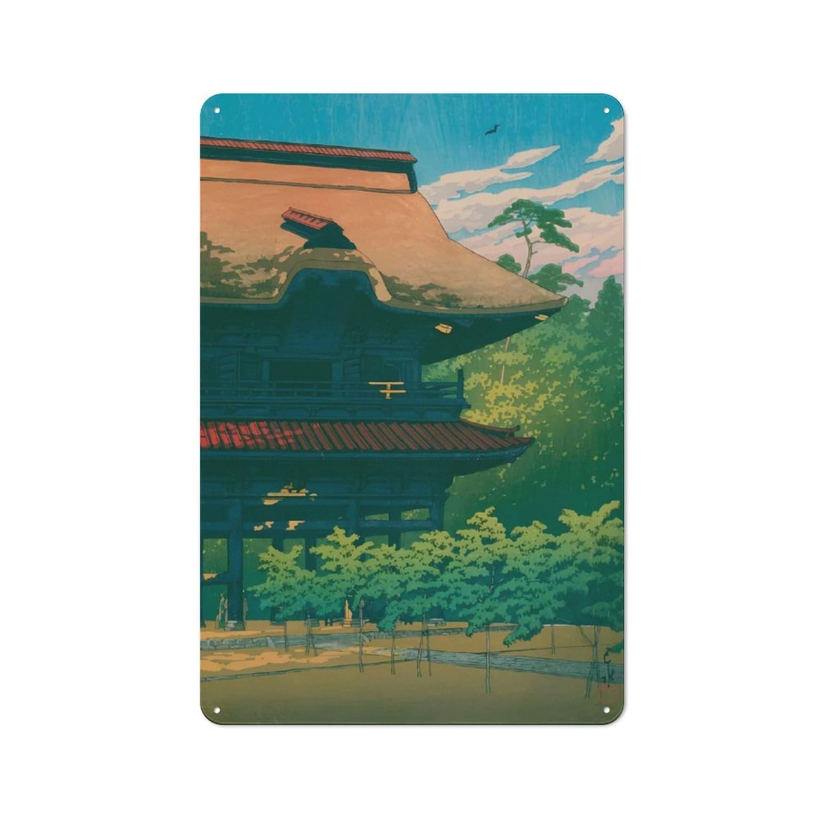 Junmoney Kawase Hasui Vintage Metal Gift Sign 30X20cm, Novelty Wall Art For Hallway, Home Bar, Garage Or Study