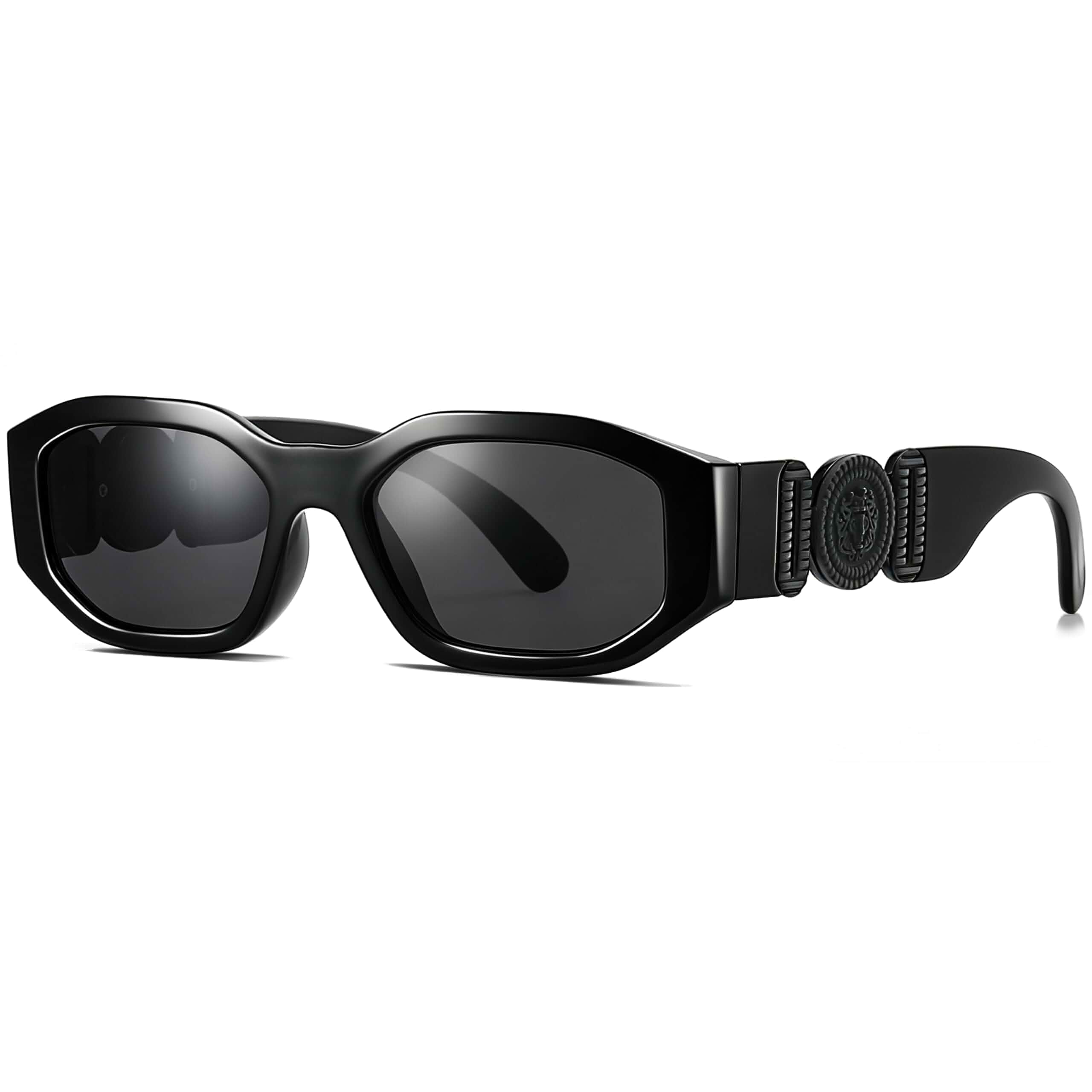 Retro 90s Rectangle Sunglasses for Women Men Thick Square GlassesVintage rectangular sunnies with chunky square frame, UV400 trendy designer shades, Fashion sunglasses for beach vacation