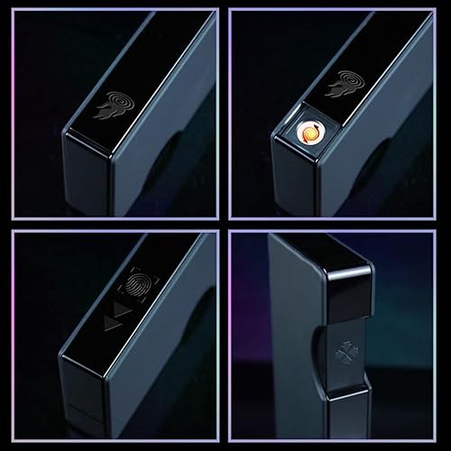 Miniatura 9 de Estuche para cigarrillos con encendedor, 10 cajas de cigarrillos de tamaño regular con USB integrado, encendedor eléctrico recargable, resistente al