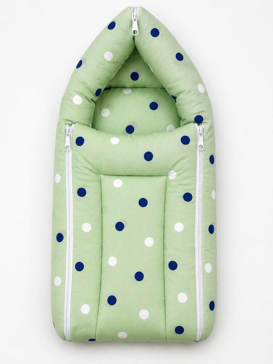 DADDY G 3-in-1 Baby & Sleeping Bag for Newborn | Portable Cotton Baby Bedding Set | Unisex Carry Nest & Baby Holder for New Born | Soft & Lightweight Infant Sleep Bag (Green Dot)-image-13