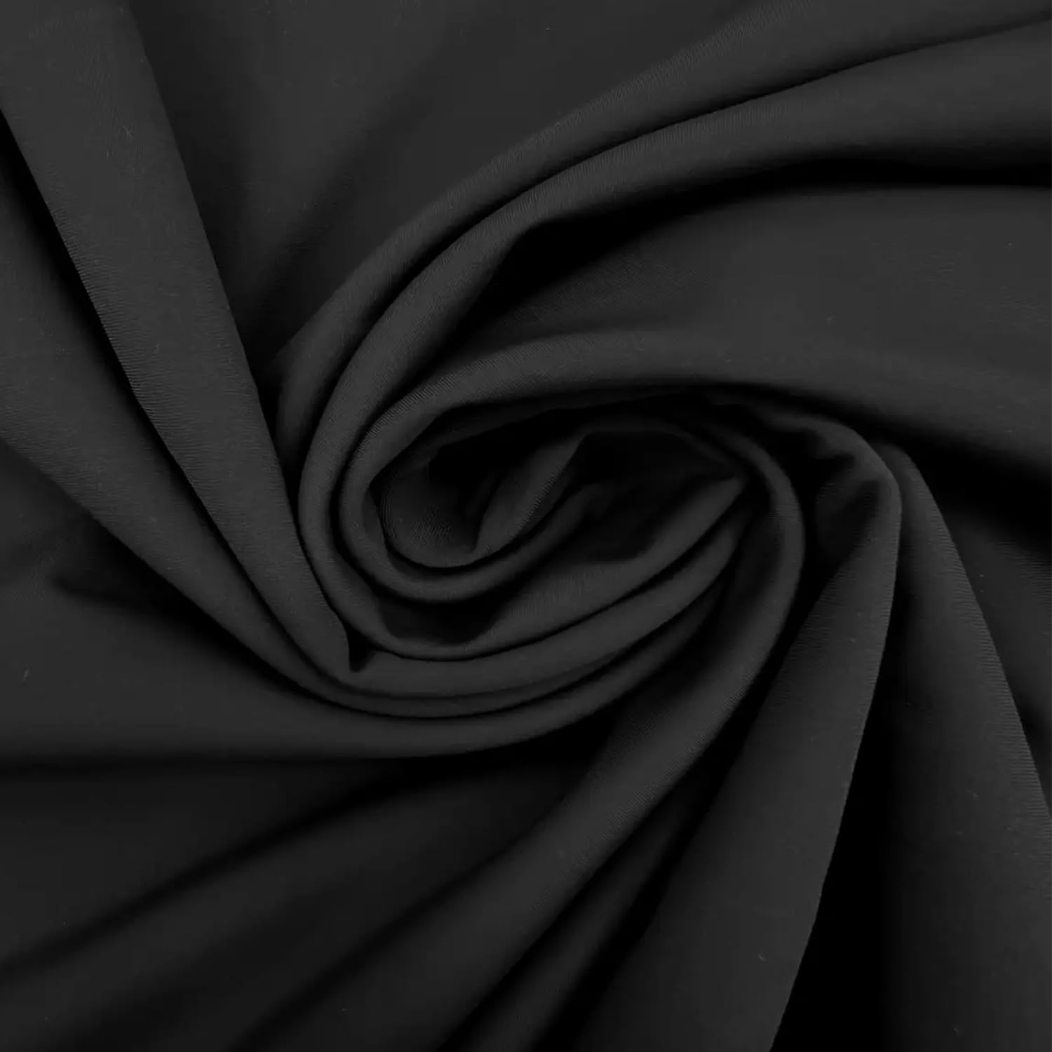EOVEA - Nylon Spandex Fabric - Matte Tricot - 80% Nylon, 20% Spandex Swimwear Fabric - 4 Way Stretch Material for Activewear, Dance, Swimsuits, Yoga |Black, 2 Yard