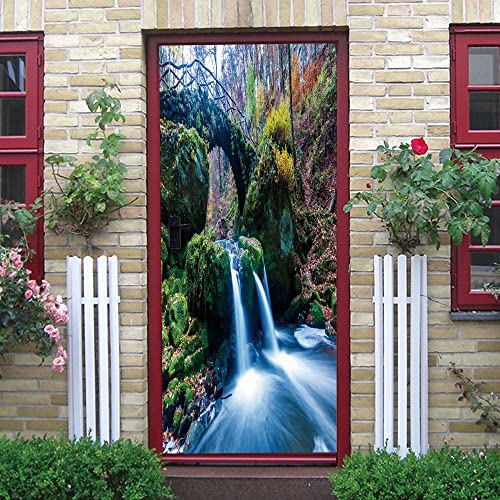 PLEETS Türaufkleber Türtapete Blick auf den Wasserfall Türbilder...