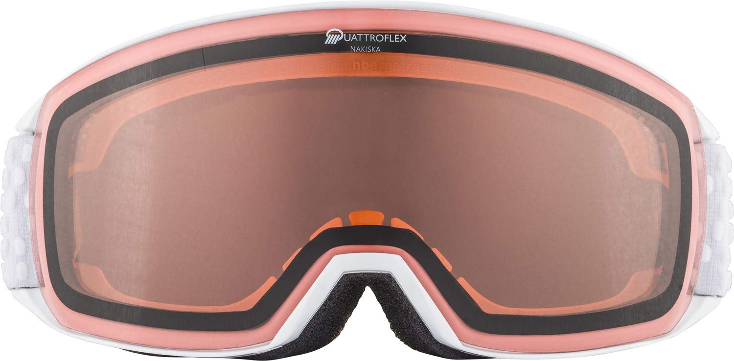 ALPINA Unisex - Dorośli, NAKISKA Q Gogle narciarskie, white/orange, One Size