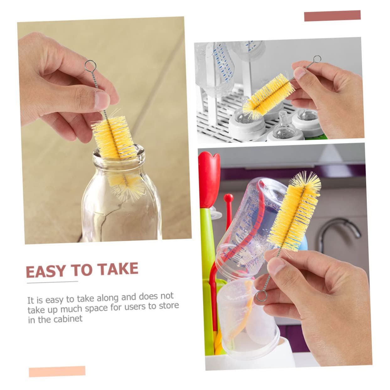 PACKOVE 5 Set Spazzole Per Bottiglie in Silicone Alimentare Multi Per Contenitori Facili Riporre Utilizzare Nella Vita Quotidiana 12 Pezzi * 5