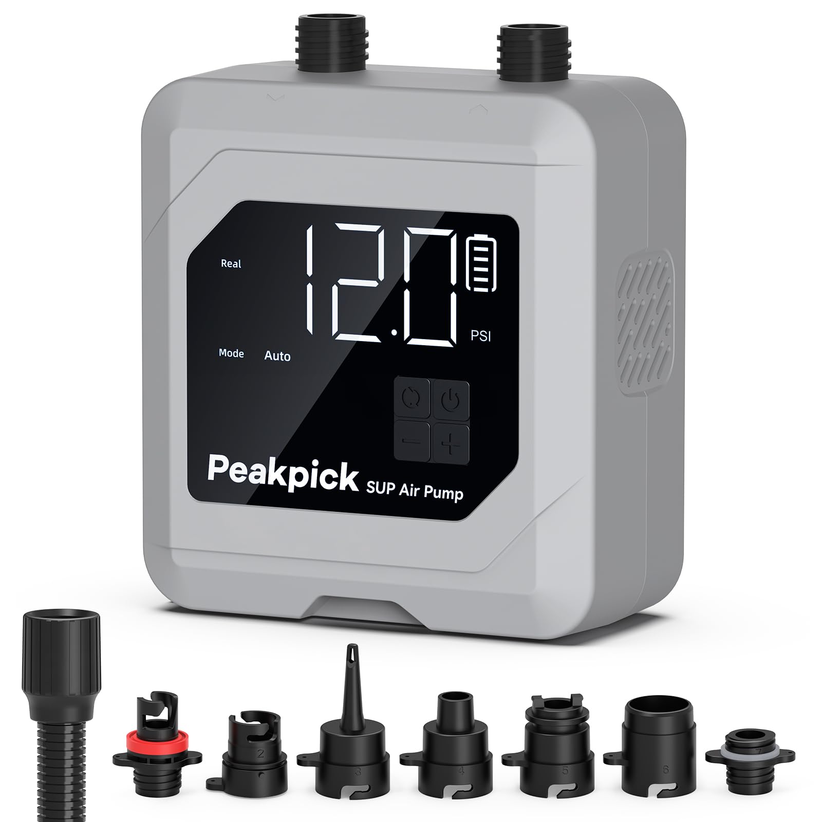 Peakpick Pompa elettrica da 20 psi, ricaricabile a batteria, gonfiaggio e sgonfiaggio intelligente a doppio stadio, spegnimento automatico, per stand up paddle, aquiloni da surf, tenda, materasso