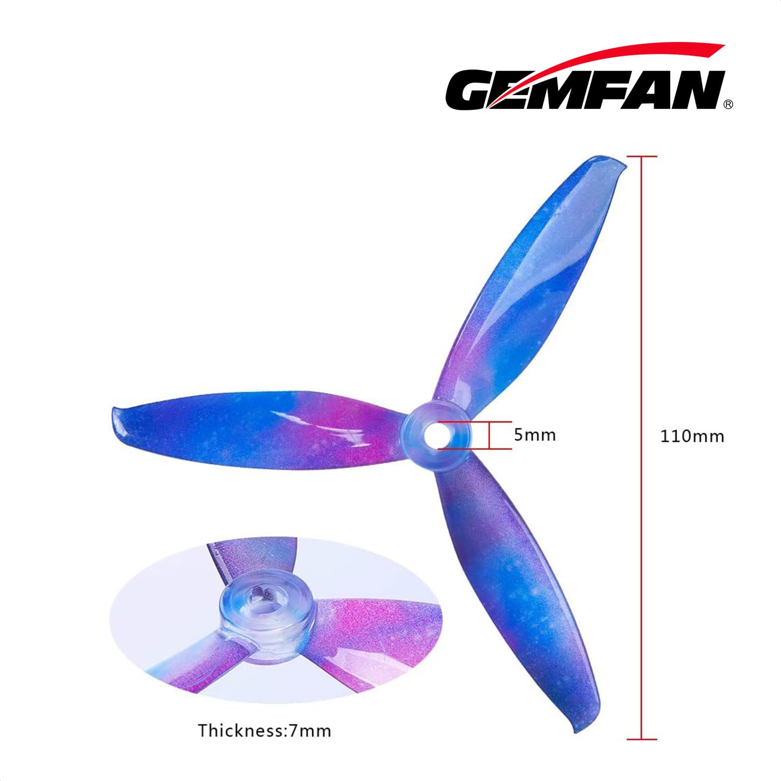 GEMFAN 5043 WinDancer Propeller 5 Inch 3-Blade Props for RC FPV Quadcopter Drone (Starry, 8 pcs - 4 CW, 4 CCW)
