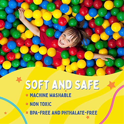 Playz 50 Soft Plastic Mini Ball Pit Balls W/ 8 Vibrant Colors - Crush Proof, Non Toxic, Safe Assorted Bulk Plastic Balls For Toddler, Baby & Kids Playpen, Play Tents Indoor & Outdoor Playtime Fun #TOP3