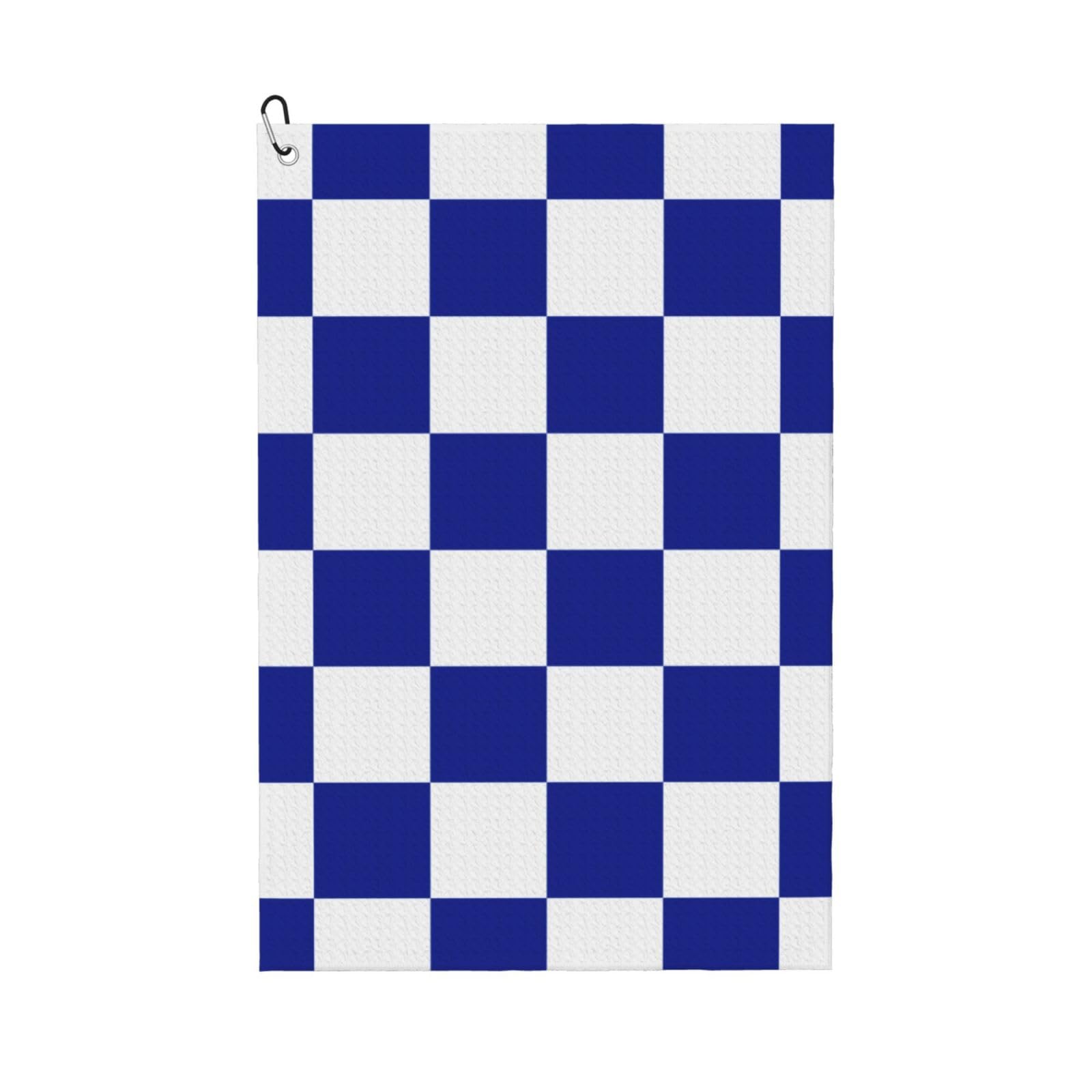 Hnnkloy Blue And White Checkered Pattern, 16x24 in Portable Waffle Golf Towels with Carabiner Clip for Golf Bag