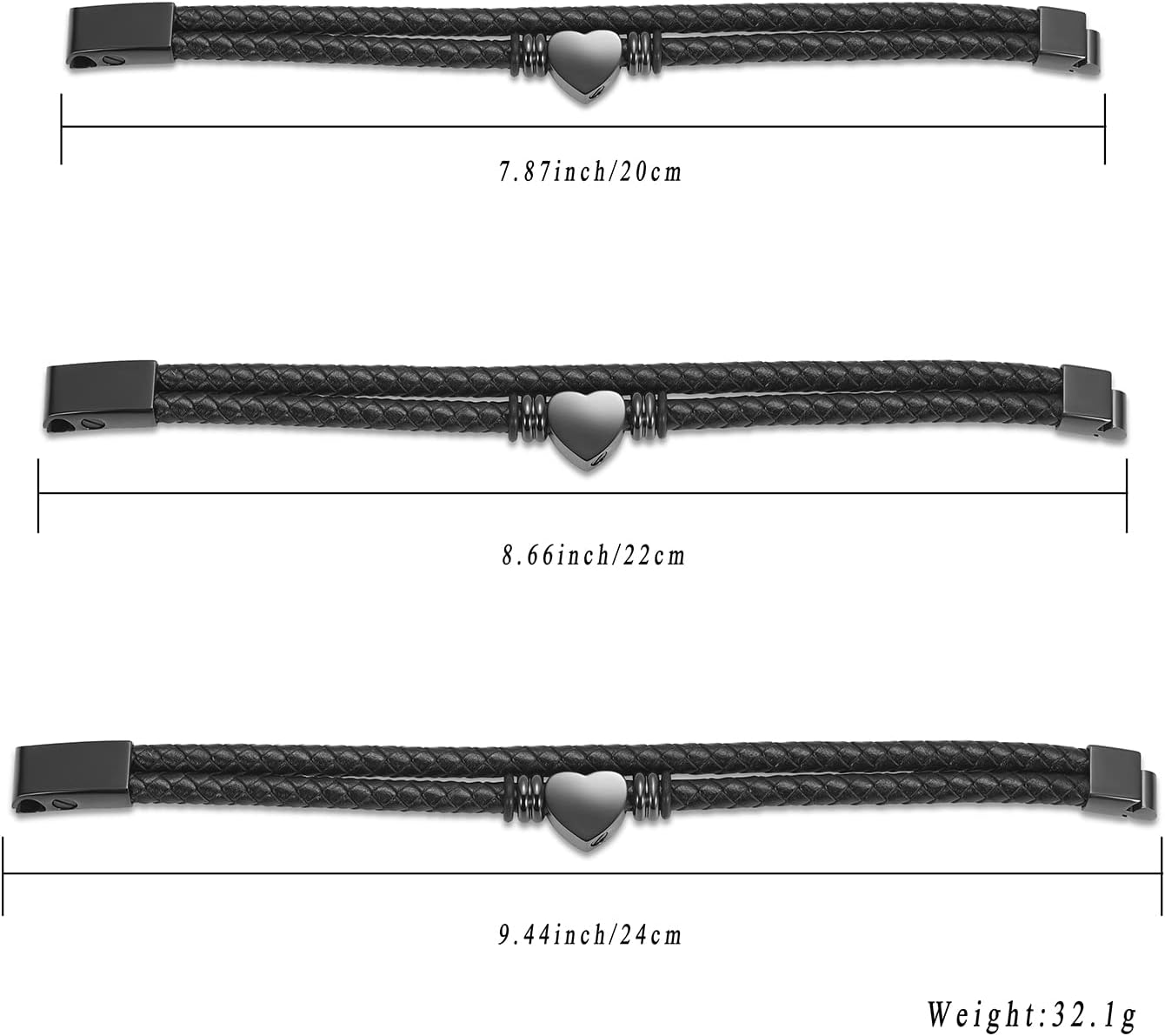 memorial jewelry Cremation Bracelet with Clasp Beads Cowhide Multi-Layer Braided Leather Urn Bracelet for Men Women