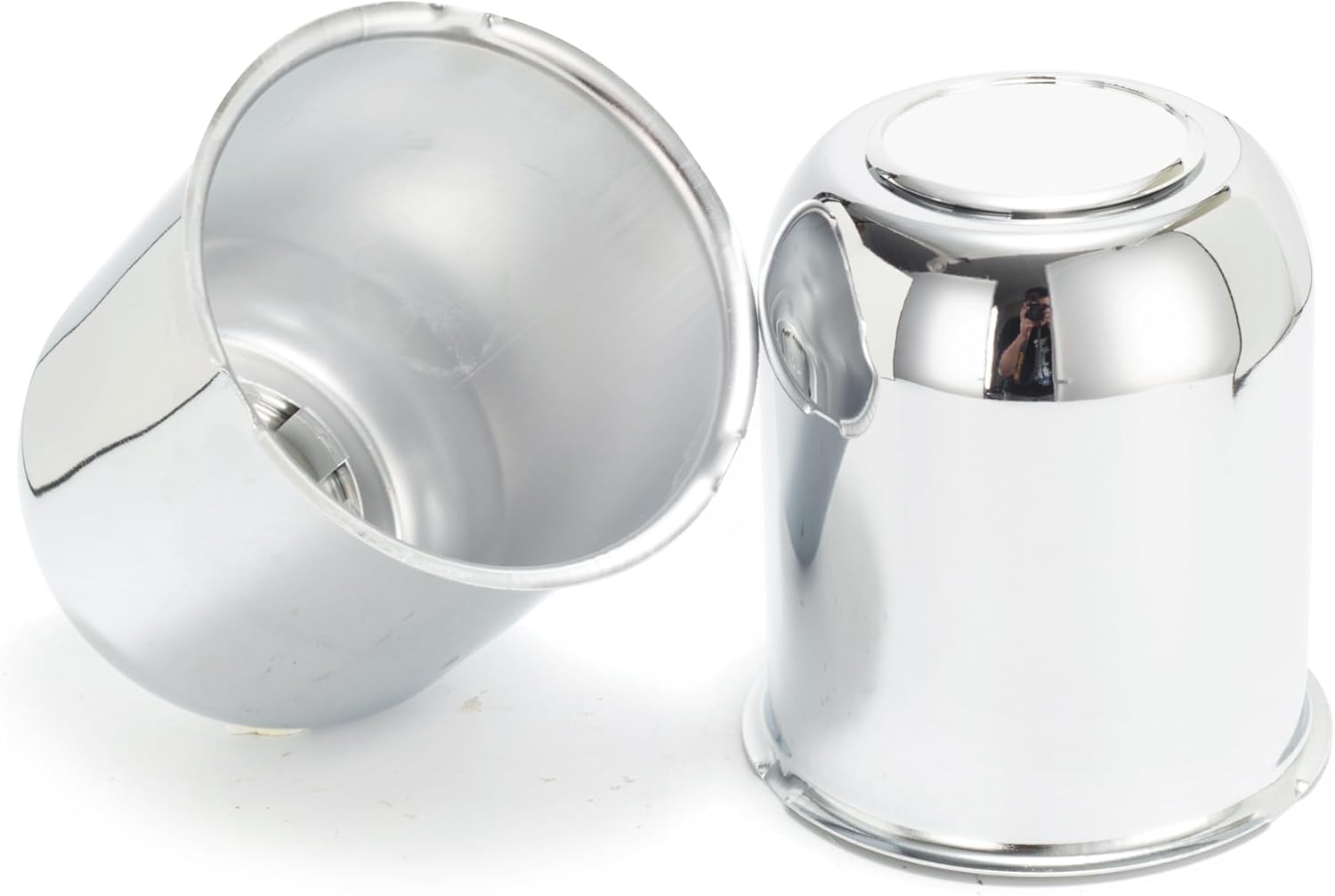 2 Pcs 3.74" Push Through Wheel Center Caps for Truck Trailer RV - Top Plug removes Carbon Steel Hub Caps (Fits 3.74" Bore, 4.41" Tall, Chrome)