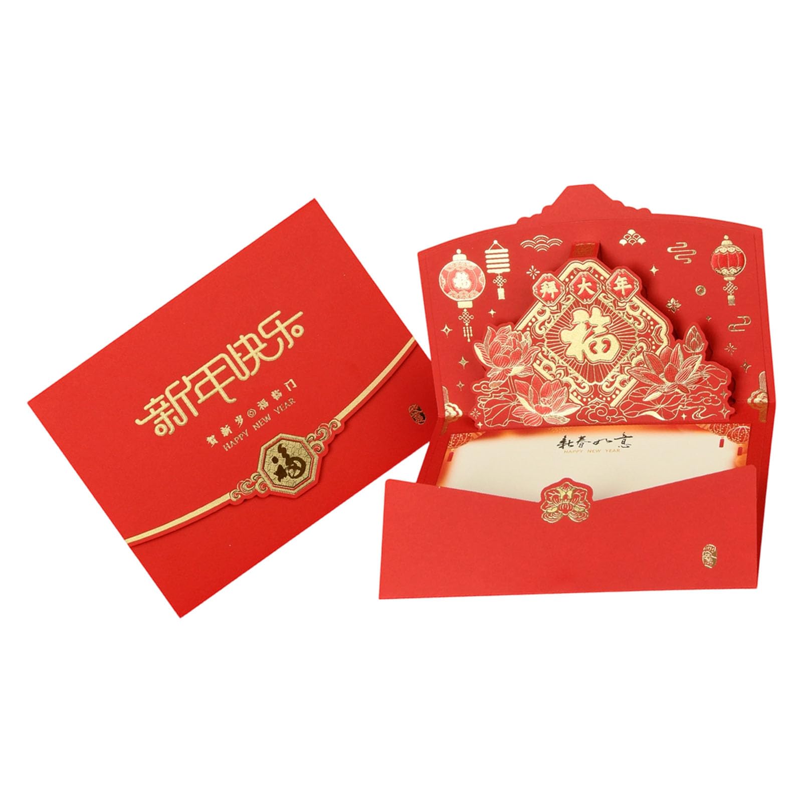 Jazuaiao Happy New Year Chinese New Year Popup Greeting Card With Steric Year Of Horse Pattern Traditional Festival Card For Cultural Blessing Traditional Chinese Festival