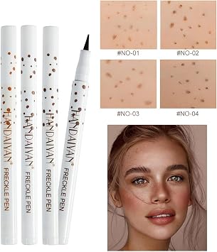 Natural Freckle Pen, Faux Freckles Makeup Lifelike Pen Magic Color, Waterproof Long Lasting Soft Dot Spot for Effortless Sunkissed Makeup, 01#, Light Brown