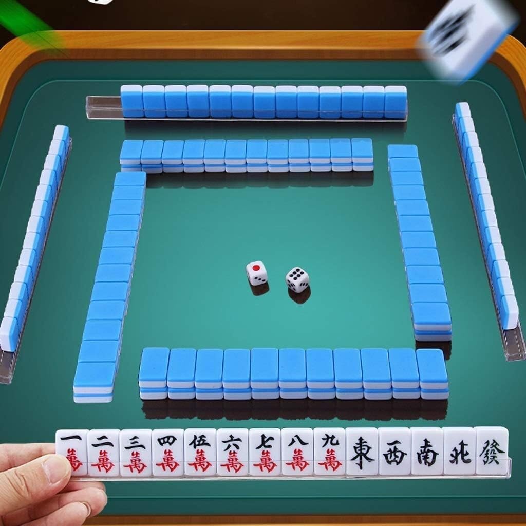 Mahjong wersja chińska Zestaw gier Mahjong zawierający 146 kostek, 2 kostki i torbę do przechowywania płytek mahjong