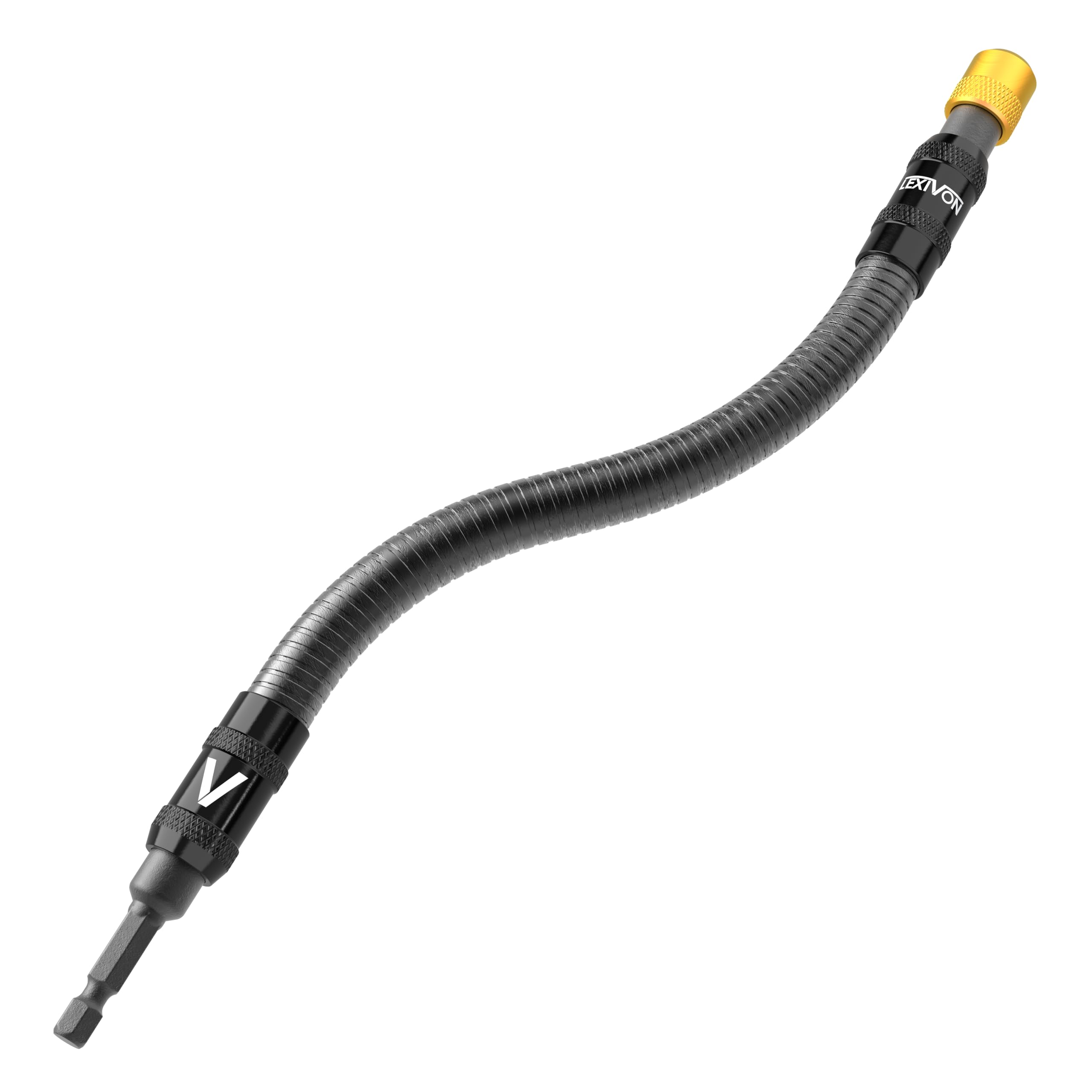 LEXIVON Soporte para brocas, extensión flexible de 12 pulgadas, liberación rápida con vástago hexagonal de 1/4 pulgadas (LX-501)