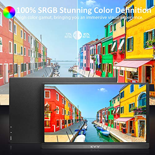 Image of KYY Portable Monitor 15.6'' FHD 1080P Portable Laptop Monitor USB C HDMI Gaming Monitor