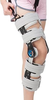 Hinged ROM Knee Brace, Post Op Knee Immobilizer with Side Stabilizers, Adjustable Knee Orthopedic Support After Surgery for Arthritis, ACL, MCL, and PCL Injury