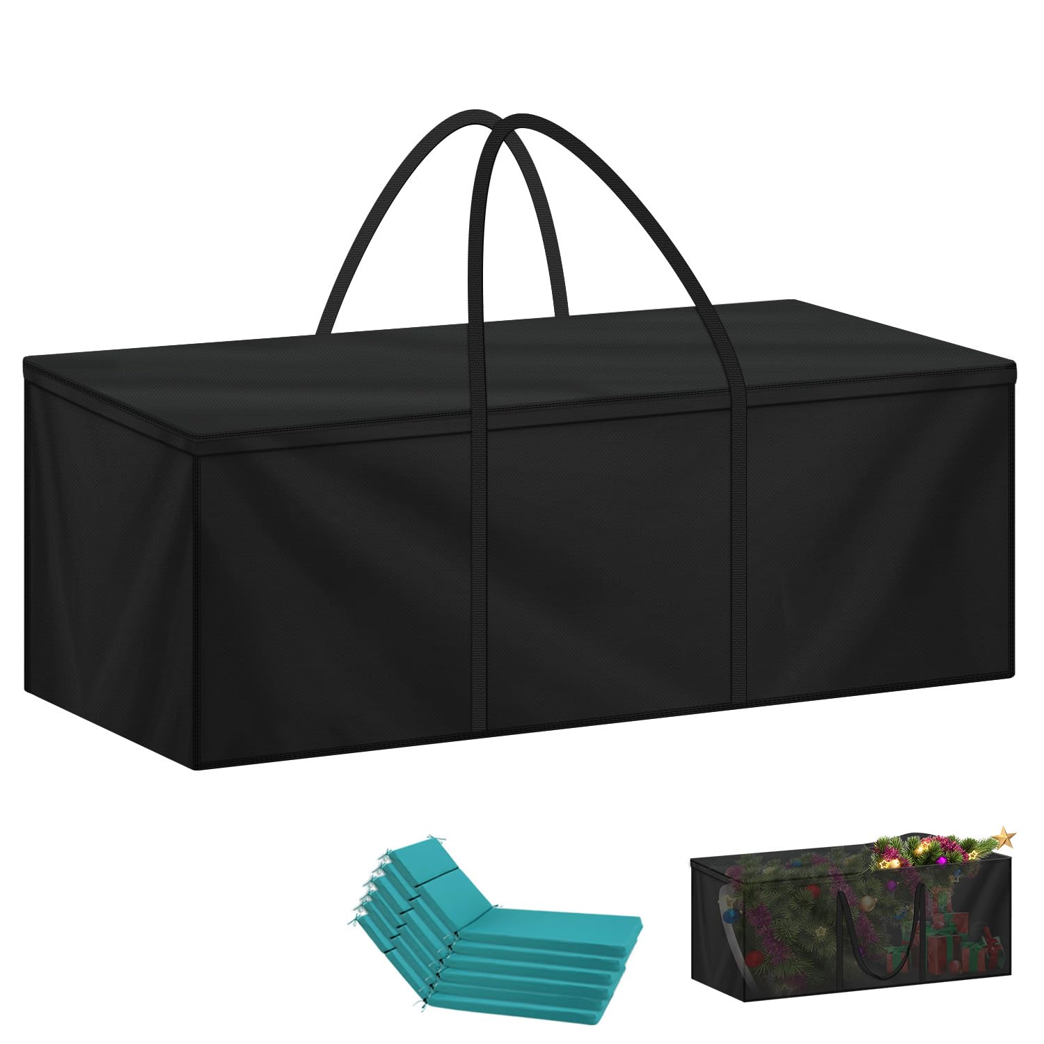 LAMUNI Bolsa de Almacenamiento para Cojines Jardín, Impermeable Funda Cojín Bolsa para Muebles, Grande Bolsa para Cojines de Exterior, Bolsa de Almacenamiento para árbol de Navidad, 175x60x80cm