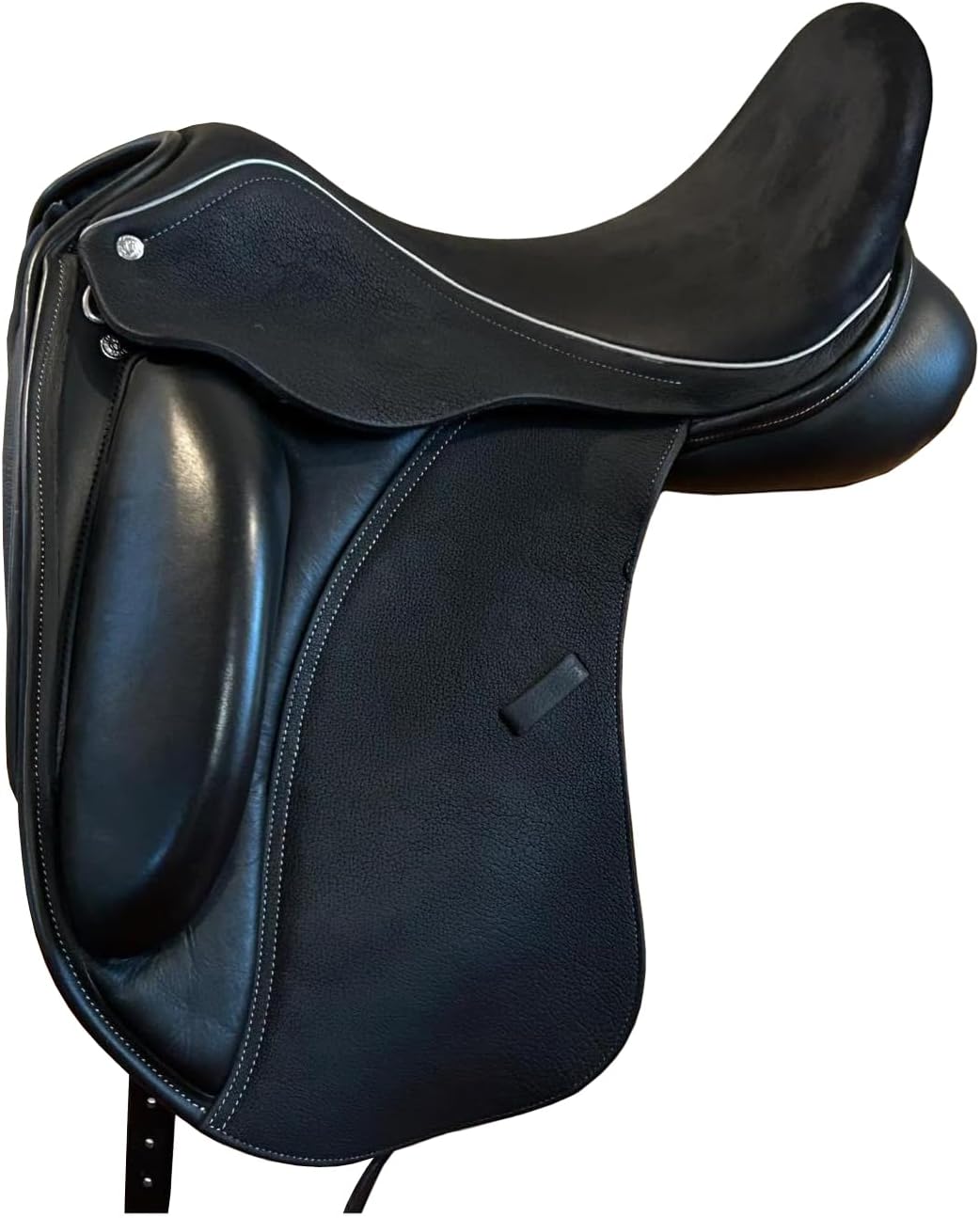 Premium Leather Dressage Saddle Set, Treeless English Horse Tack with Girth and Stirrups, Black 034