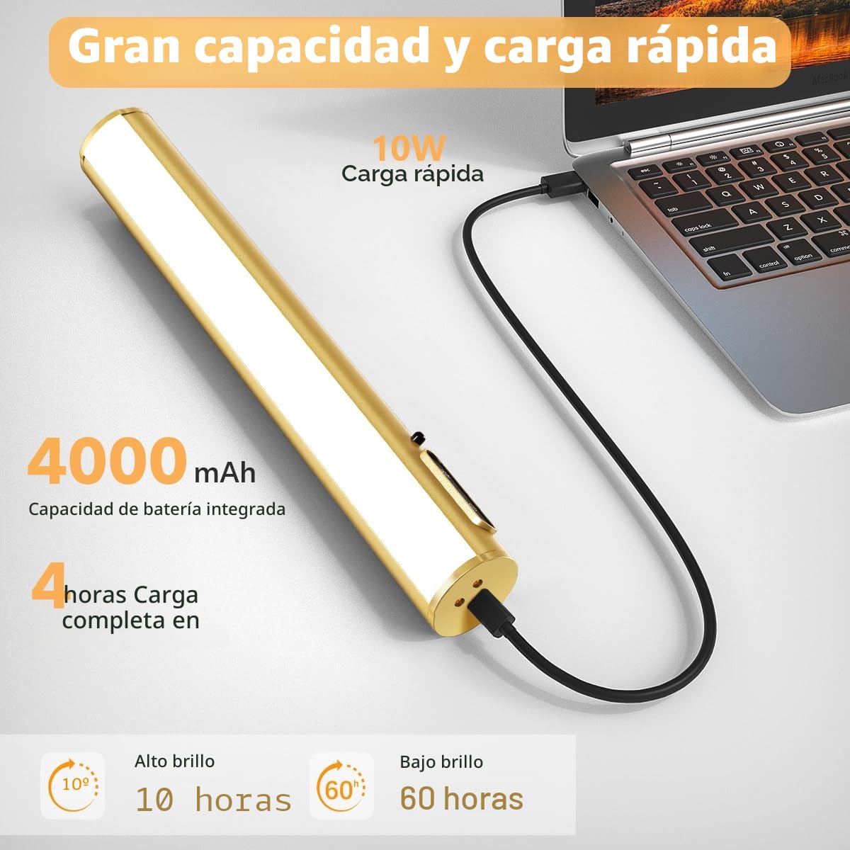 Hapfish Aplique espejo baño sin cable, luz inalambrica para cuadros, 4000mAh recargable lamparas de pared con mando a distancia, iluminacion sin cables para espejo de baño, cuadros, interior