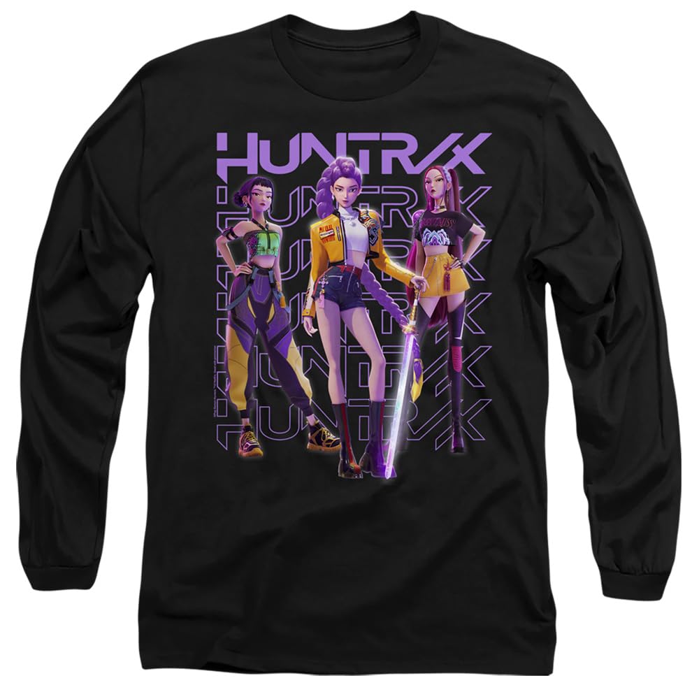 K-Pop Demon Hunters - Huntrix Huntr/X Golden Trio Pose Unisex Long Sleeve T Shirt, Black, Medium
