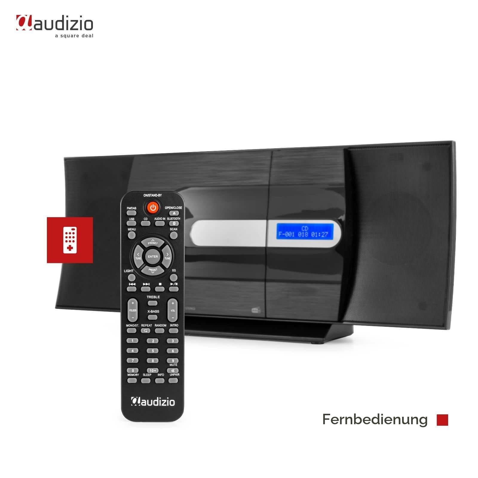 Audizio Tours - Stereoanlage Kompaktanlage mit CD, DAB Radio mit Bluetooth, MP3, USB, Küchenradio DAB Plus Radio mit Fernbedienung, Digitalradio Tuner, Schwarz
