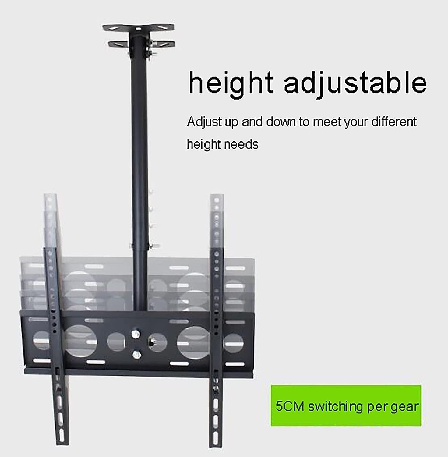 Soporte de techo para TV, altura ajustable, movimiento completo, rotación de 360 grados, inclinación, giratorio, soporte ajustable para TV de pantalla plana de 26 a 60 pulgadas (2 m)