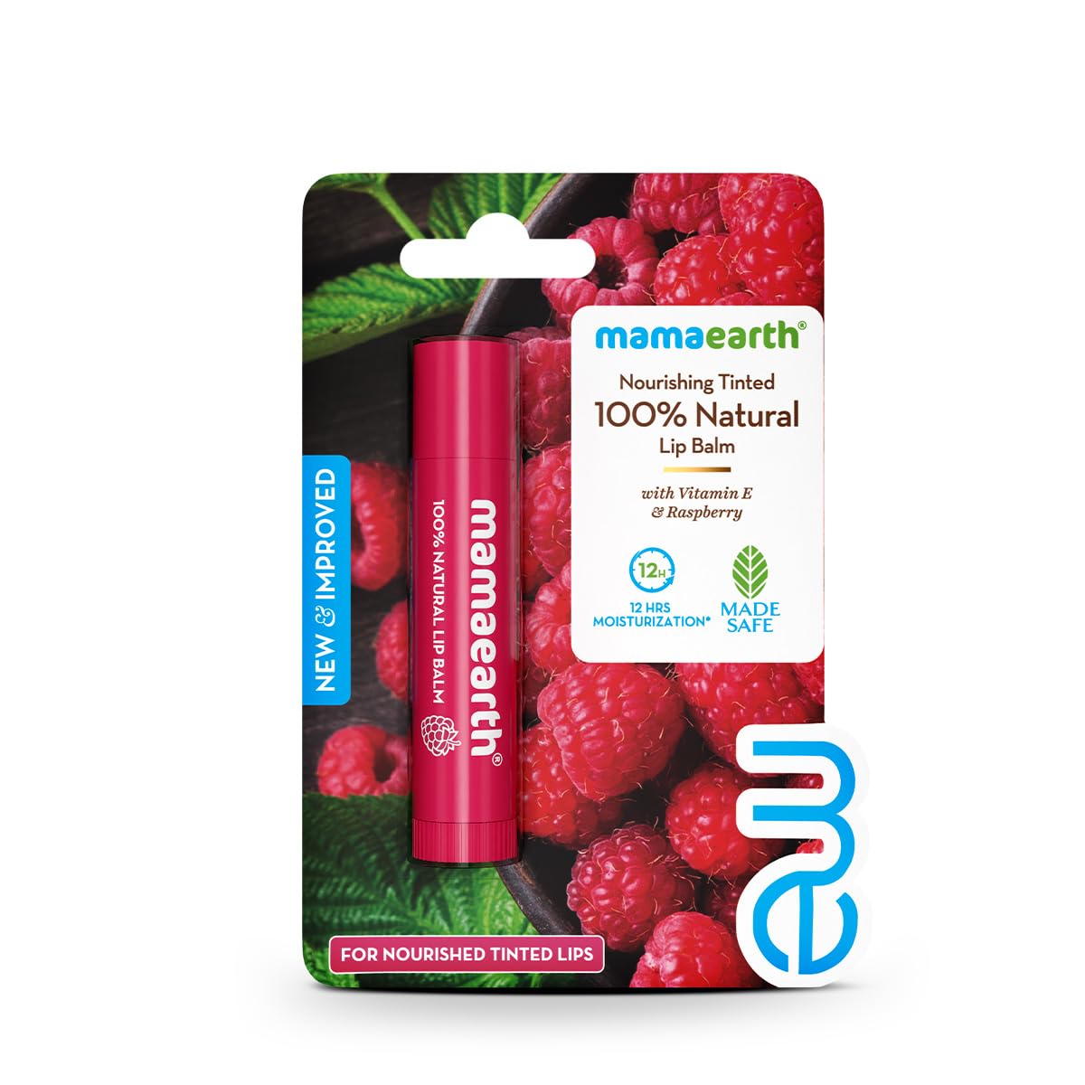 Mamaearth Nourishing Tinted 100% Natural Lip Balm With Vitamin E And Raspberry - 4 G|Gives 12-Hour Moisturization|For Dry&Chapped Lips|Naturally Pink Lips|Natural Tint|Brightens Lips|Tinted Lip Balm