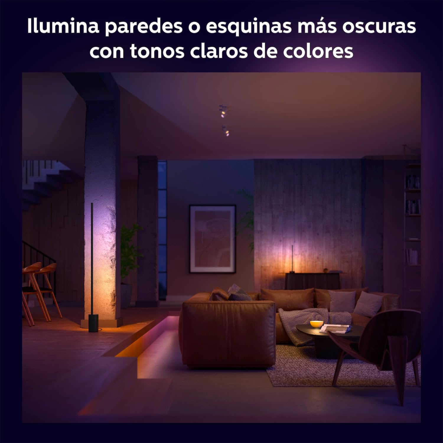 Philips Hue – Lámpara inteligente, Hue Signe, Lámpara de Pie LED Inteligente Gradient, Luz Blanca y Luces de Colores, Sistema de Iluminación con Tira Led Compatible con Alexa y Google Home,Color Negro