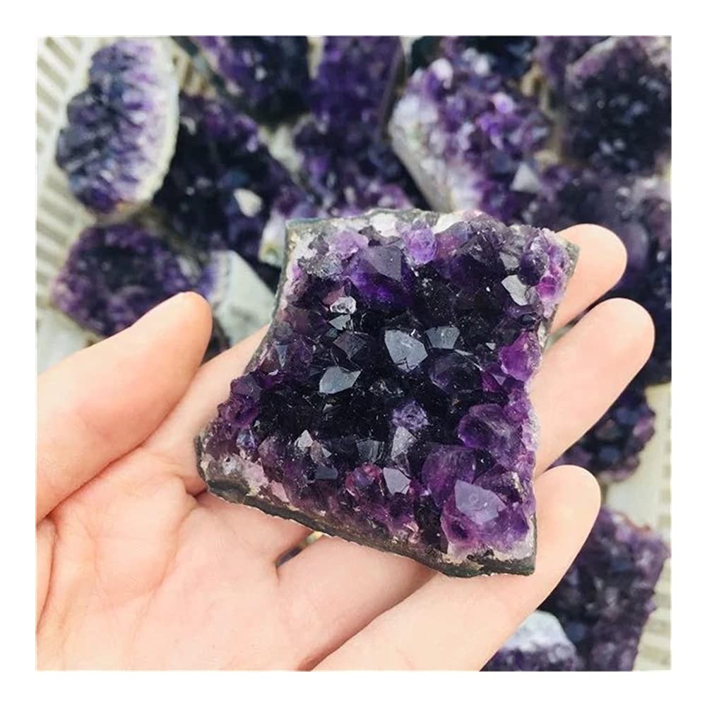 Púrpura Feng Shui Natural Amatista Cristal Cuarzo Drusy Geoda Racimo Piedra Decoración Adorno Hogar Brillo Natural (1PC 40g_55g)
