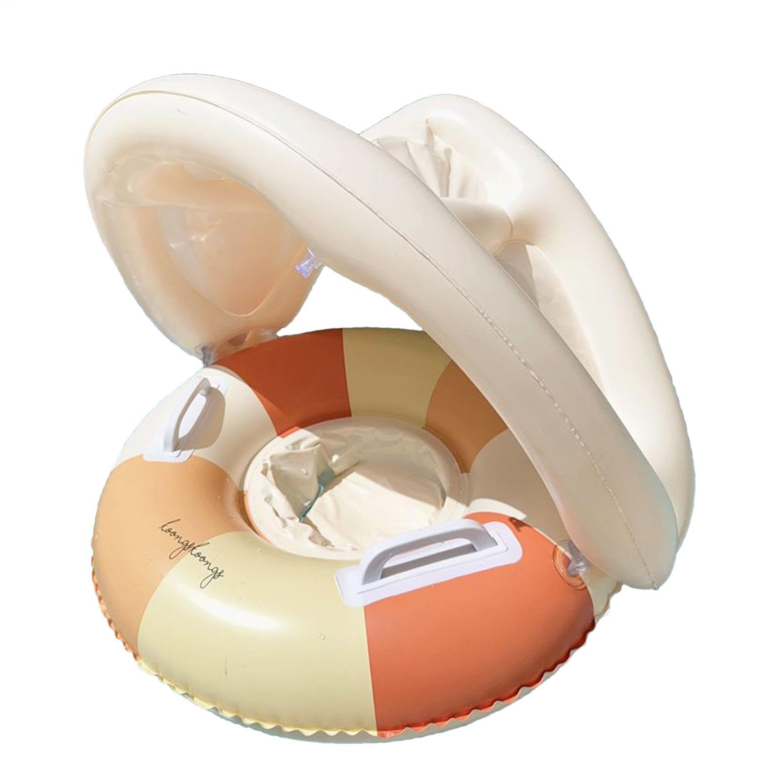 Kids Swimming Float - Kids Pool Float with Canopy - Kid Swimming Floats with Removable Sunshade, Safety Seat for Water Activities, Quickly Deflates Folds, Suitable for Children Aged 0-4 Years