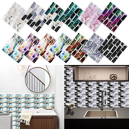 Tunkence Stick On Kitchen Backsplash Tiles Peel And Stick Backsplash Wall Tile 10 Sheets 3D Wall Tiles For Kitchen Backsplash And Bathroom #TOP1