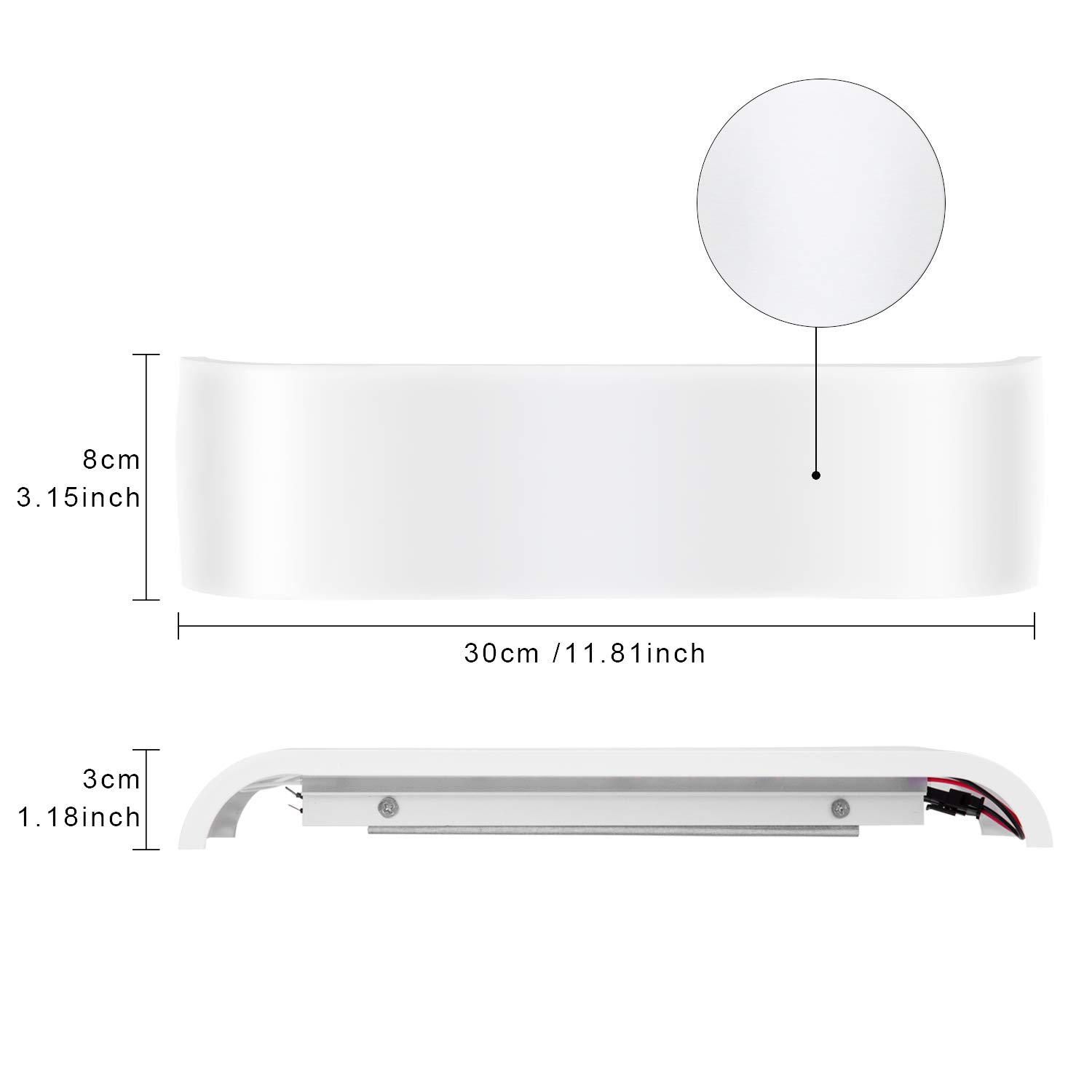 Lightess Lampada da Parete LED Interni 12W Applique da Parete Interno Moderno Lampada a Muro Luce per Camera da Letto Scale Corridoio, 30cm Bianco Caldo