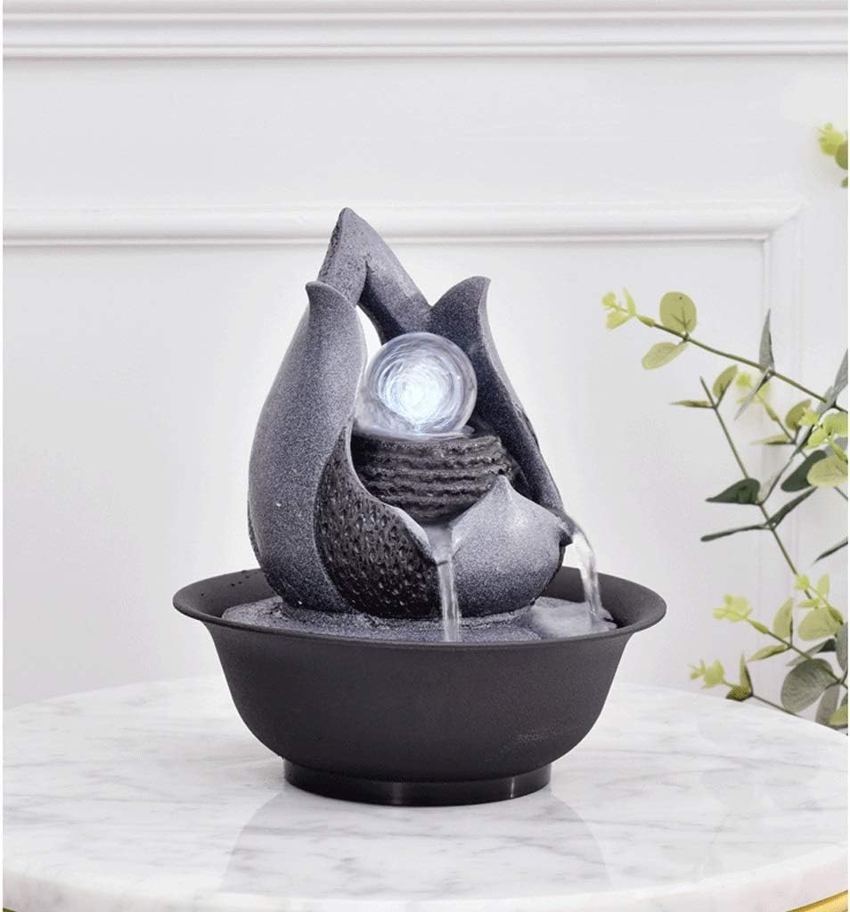 Desktop Water Fountain Mini Fountain Indoor Waterfall with Crystal Ball Feng Shui Ornaments 9.5" High Tabletop Fountain for Zen Meditation Yoga Release Stress