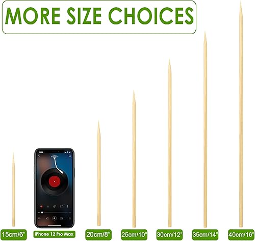 Miniatura 4 de 200 pinchos de bambú, brochetas de madera de 10 pulgadas para aperitivos, frutas, kebabs, barbacoa a la parrilla, mini hamburguesa, salchicha,