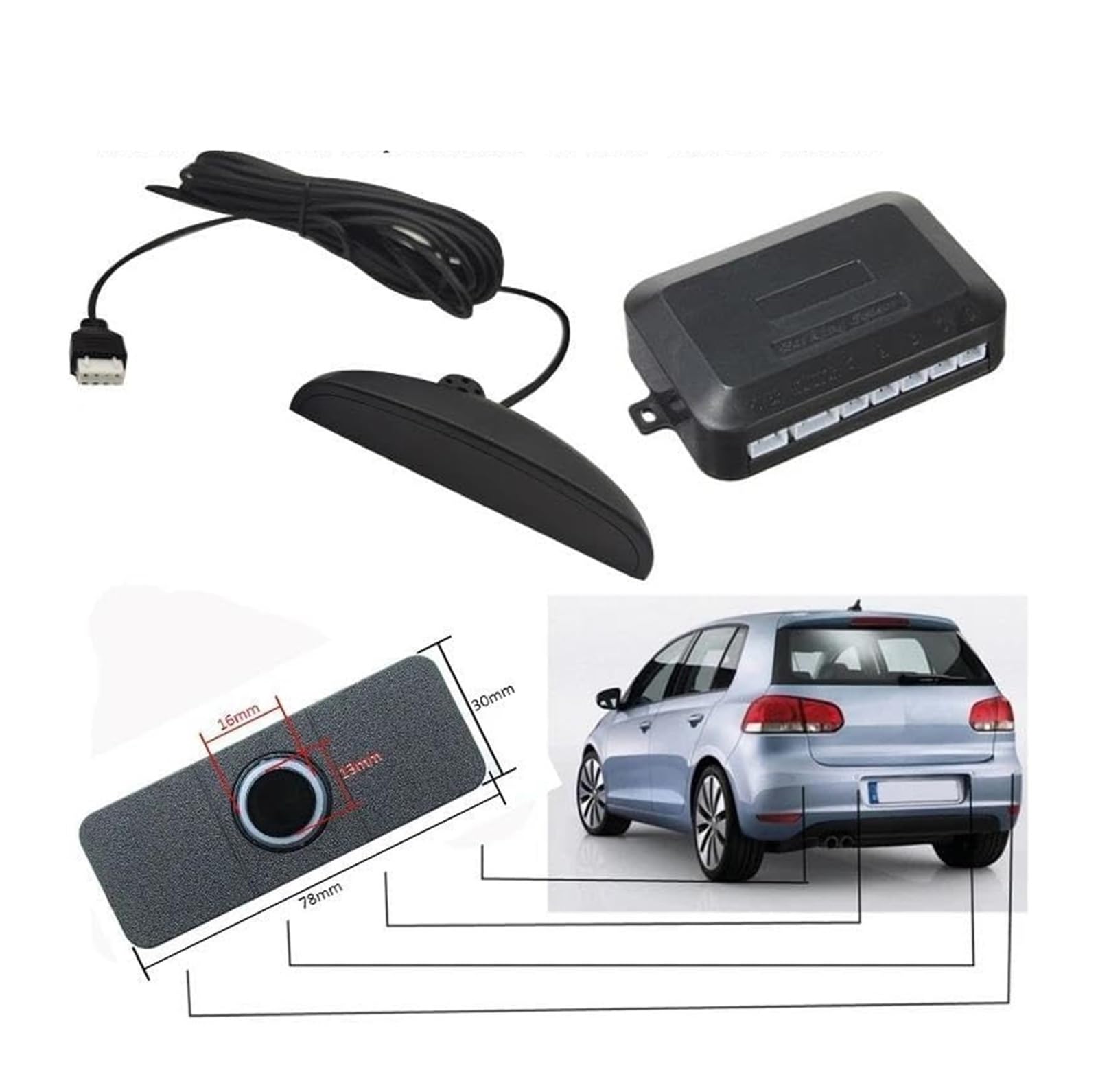 Radar Marcha Atrás Trasero para Coche Sensor Asistencia Parktronic Estándar 13 Mm Inductor Aparcamiento 4 Unidades/Lote Sensor De Aparcami(Negro)
