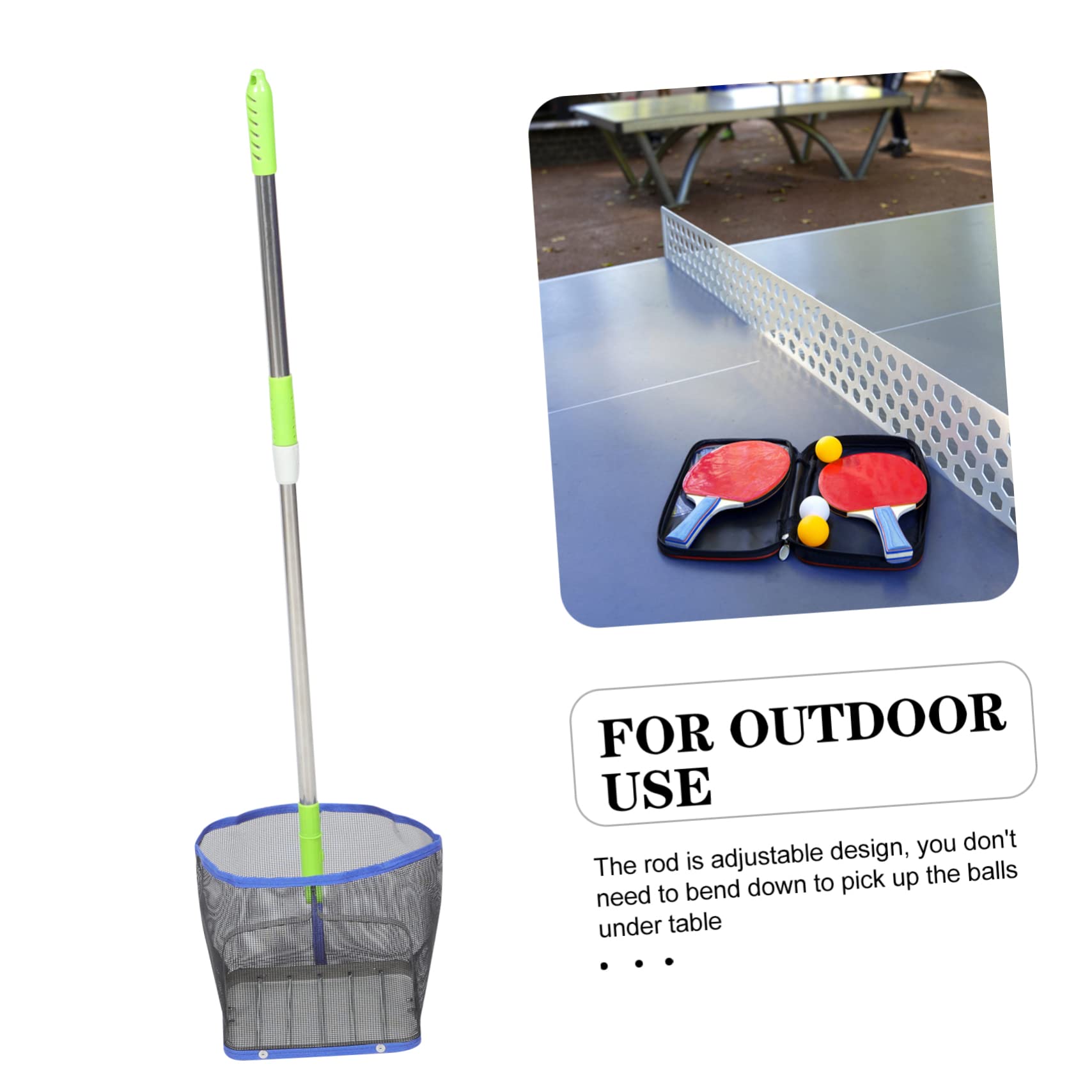 Recogedor de balones de tenis de mesa portátil mango telescópico ajustable azul
